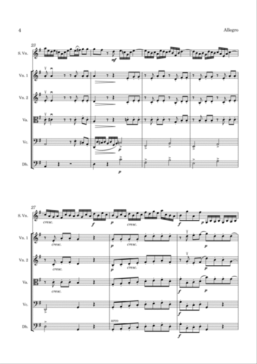 Fiocco Allegro for Violin and String Orchestra String Orchestra scores gallery preview page 6