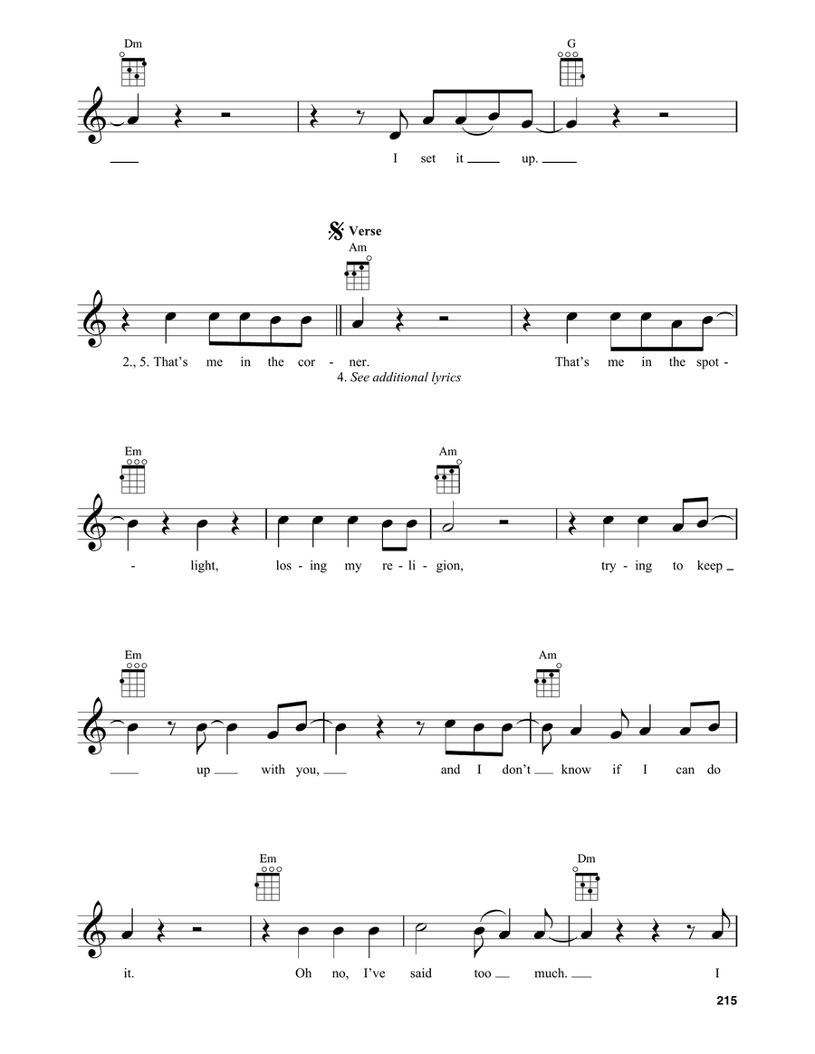 Losing My Religion Baritone Ukulele scores gallery preview page 2