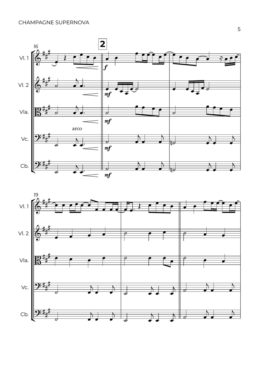 Champagne Supernova String Quintet scores gallery preview page 5