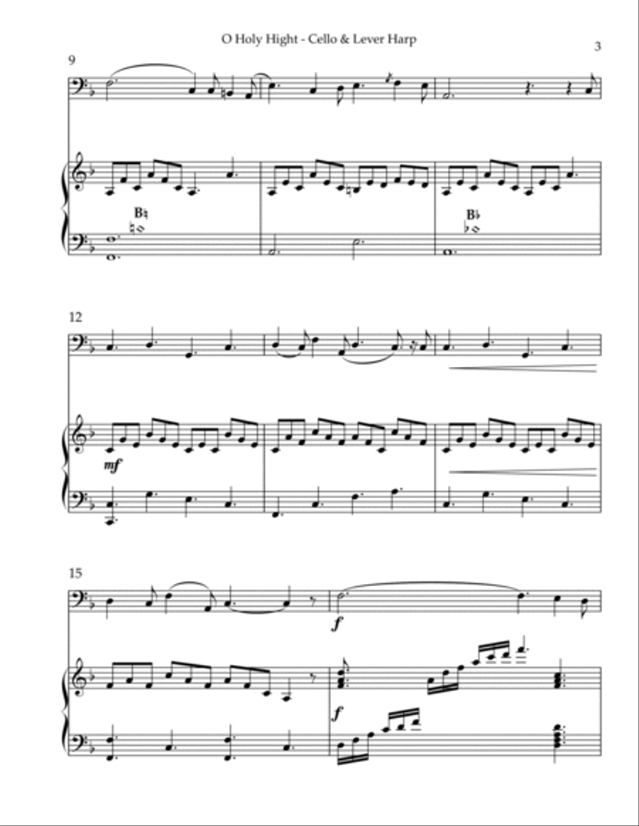 O Holy Night, Duet for Cello & Lever Harp String Duet scores gallery preview page 3