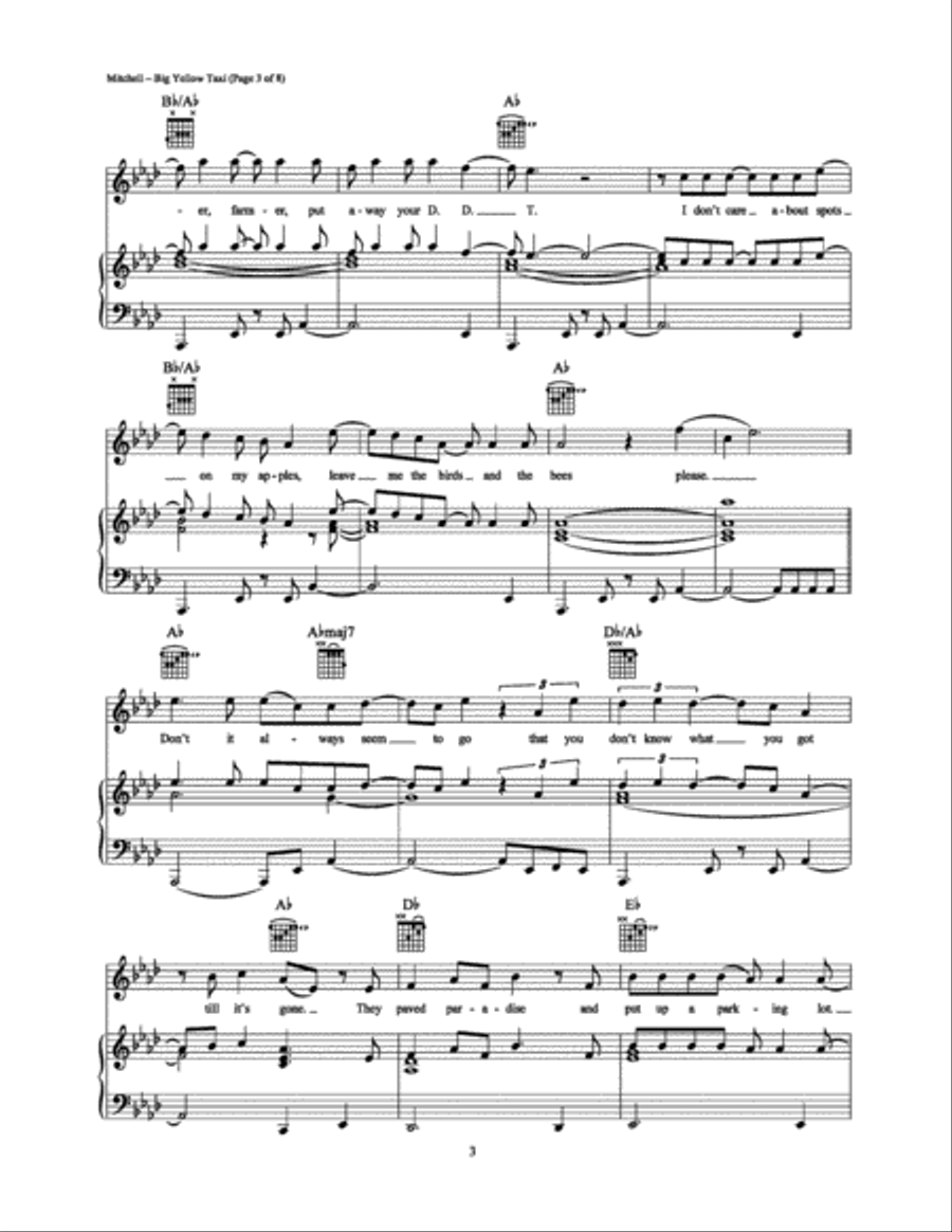 Big Yellow Taxi Big Yellow Taxi Piano, Vocal, Guitar scores gallery preview page 3
