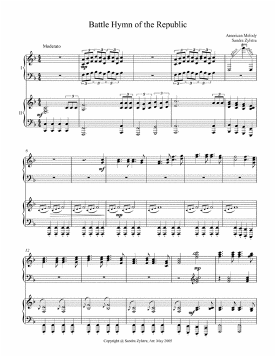 Battle Hymn of the Republic (2 piano duet) 2 Pianos, 4-Hands scores gallery preview page 2