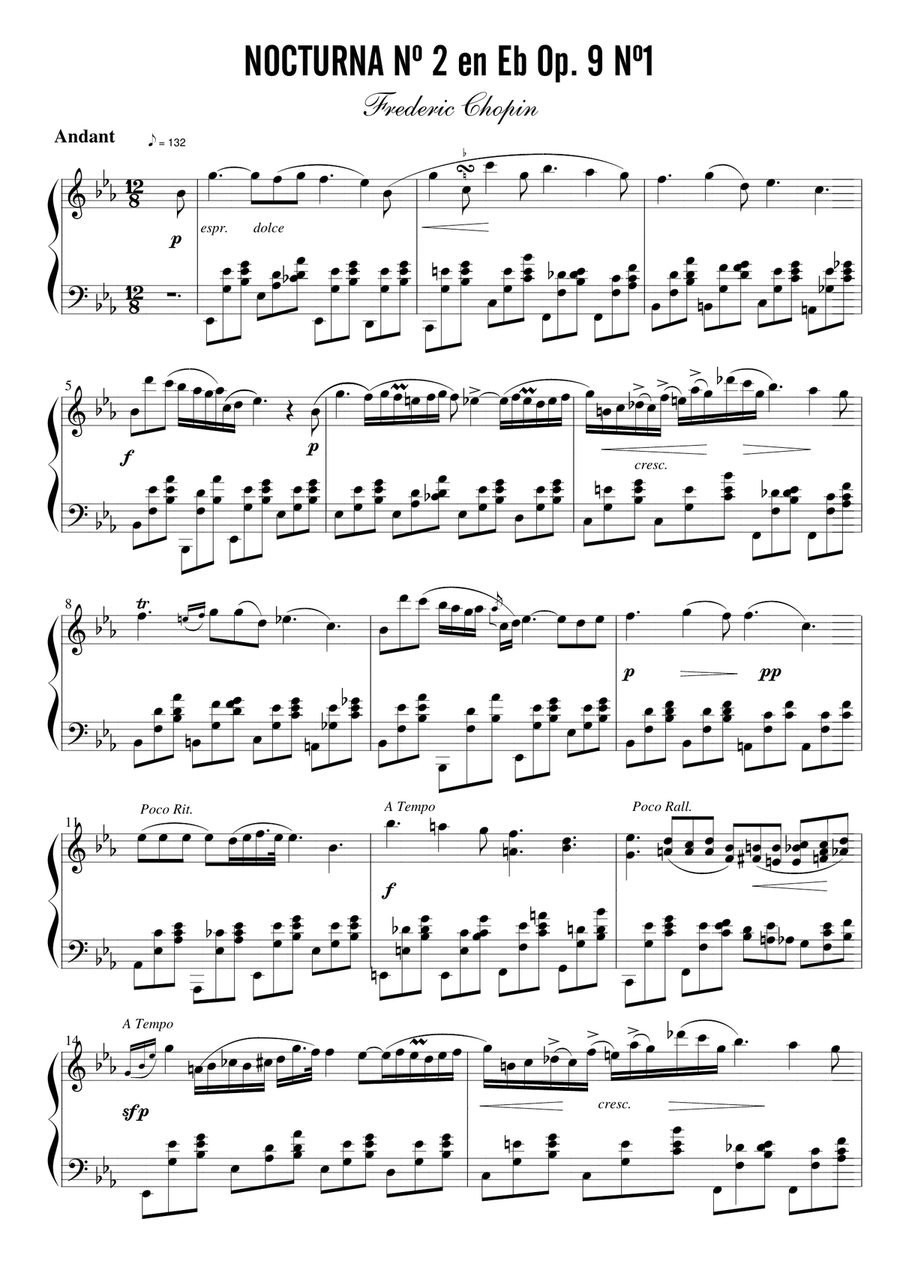 Frederic Chopin - Nocturne Nº 2 Opus 9 Small Ensemble scores gallery preview page 1