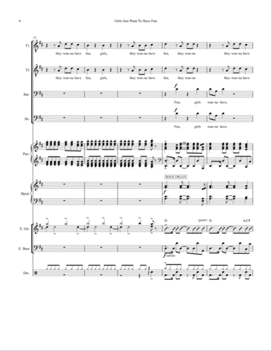Girls Just Want To Have Fun Small Ensemble scores gallery preview page 4
