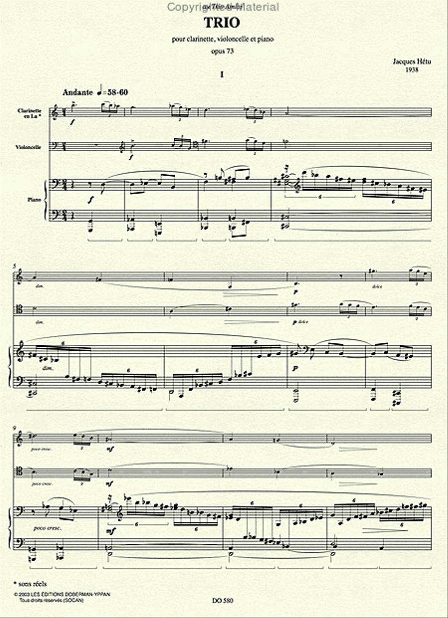 Trio pour clarinette, violoncelle et piano op. 73 Clarinet scores gallery preview page 2