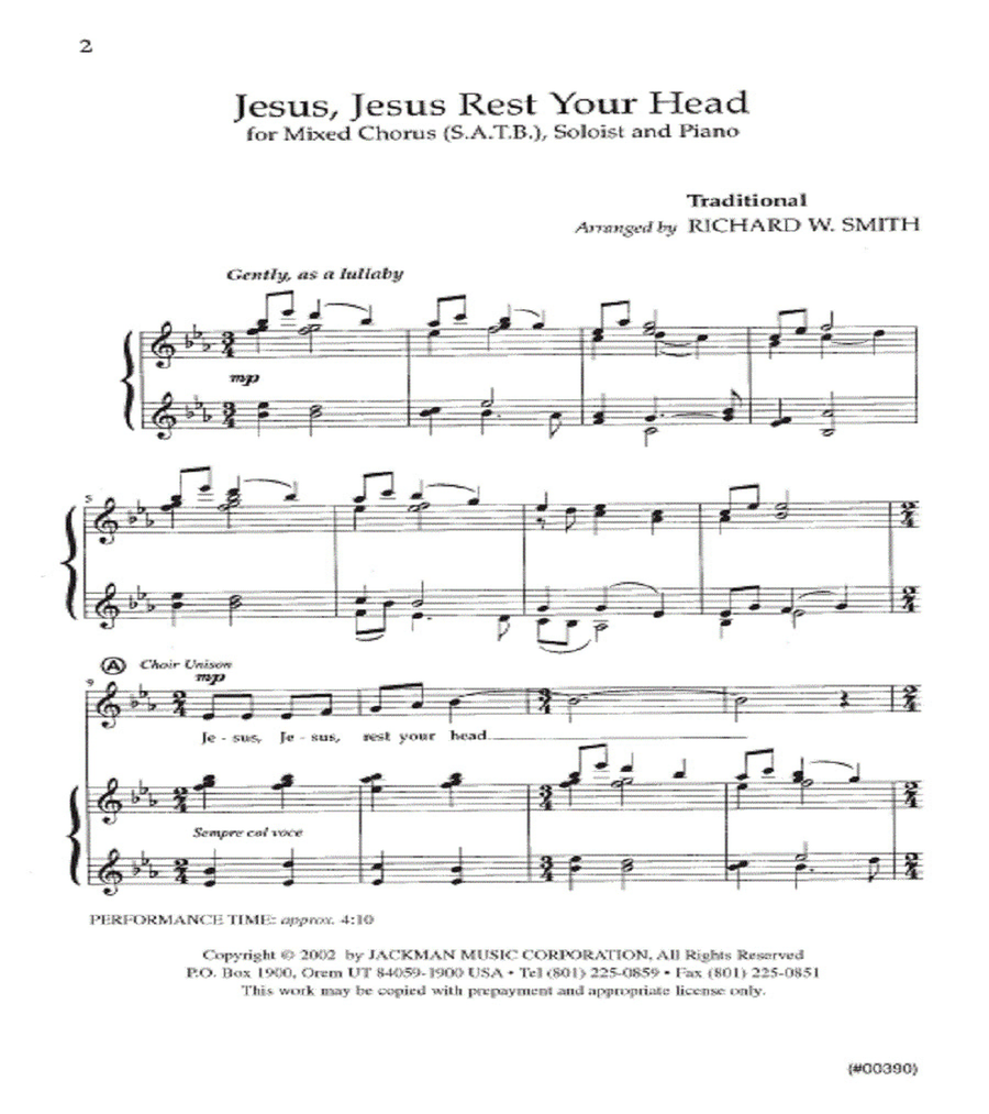 Jesus Jesus Rest Your Head - SATB 4-Part scores gallery preview page 2