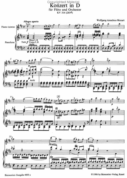Flute Concerto In D Major, K. 314