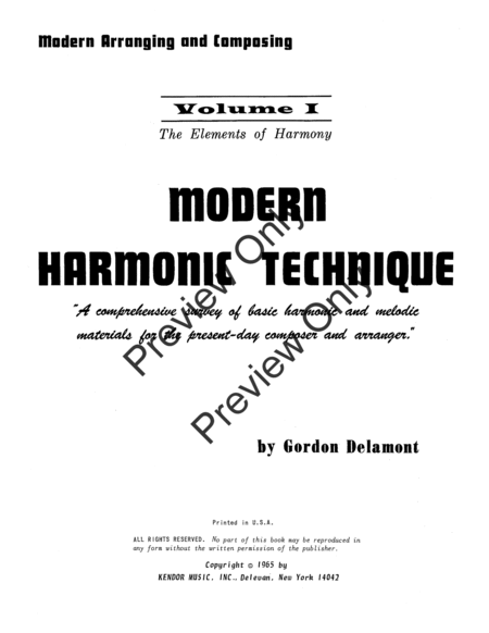 Modern Harmonic Technique, Volume I - The Elements of Harmony