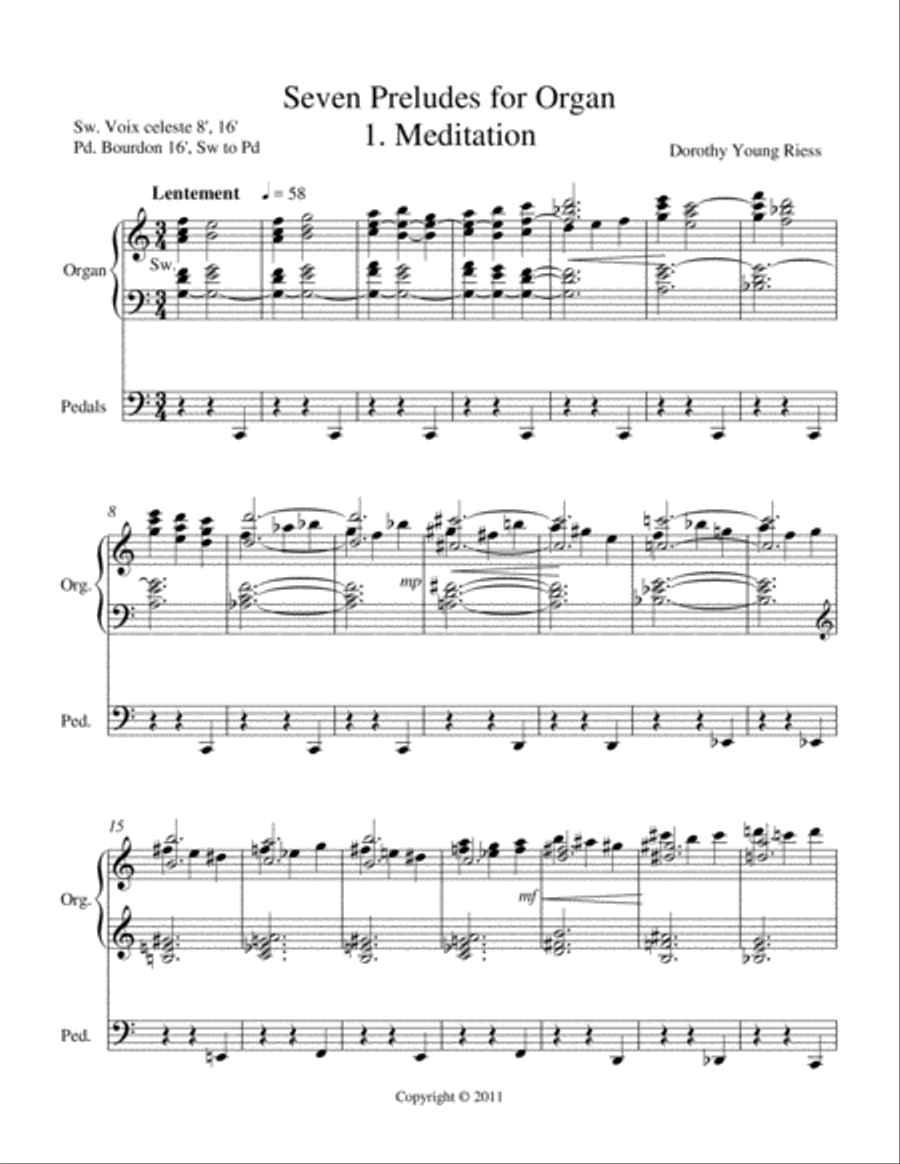 Seven Preludes for Organ, 1. Meditation Organ Solo scores gallery preview page 1
