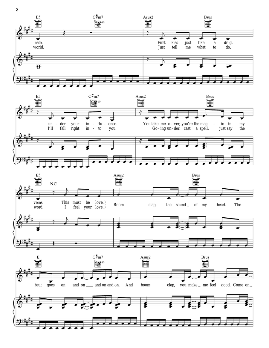 Boom Clap Piano, Vocal, Guitar scores gallery preview page 2