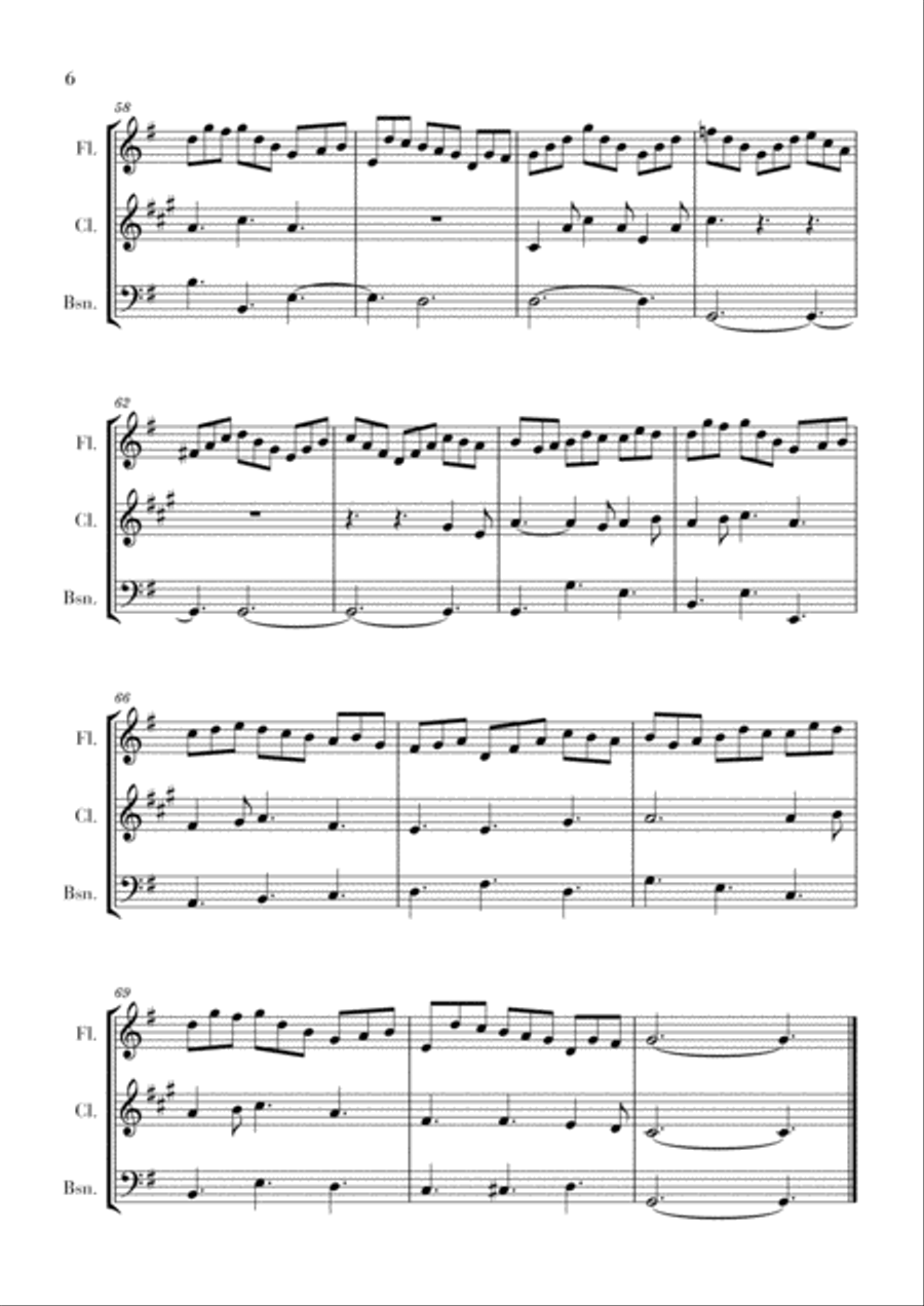 Bach - Jesus bleibet meine Freude for Flute, Clarinet and Bassoon Woodwind Trio scores gallery preview page 6