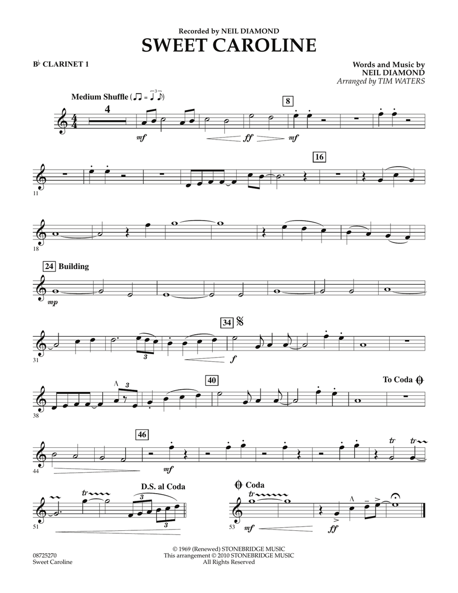Sweet Caroline Bb 1 by Neil Diamond Concert Band Digital