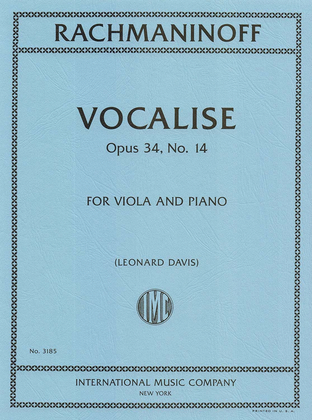 Book cover for Vocalise, Opus 34, No. 14
