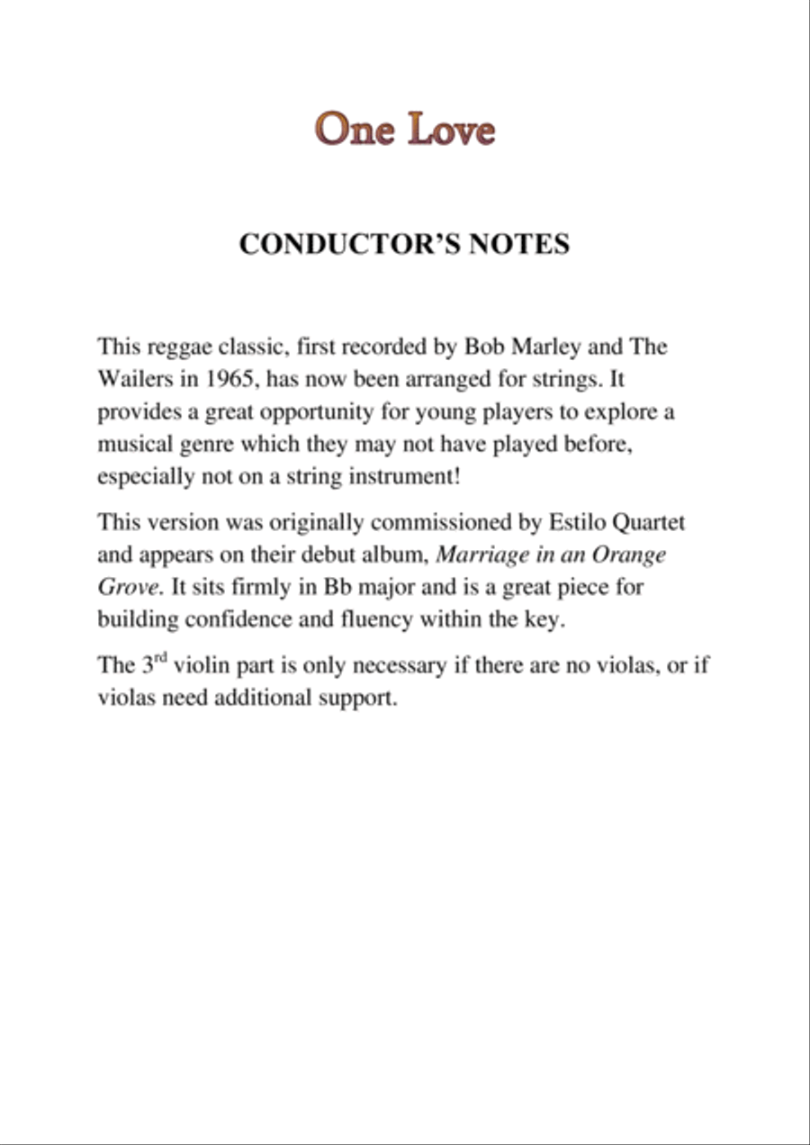 One Love (people Get Ready) String Quartet scores gallery preview page 3