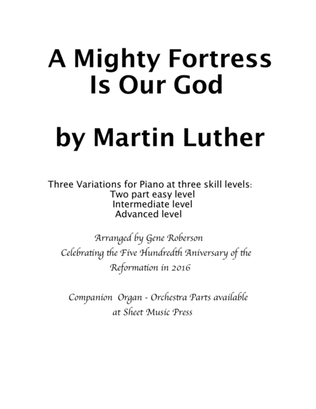 Book cover for A Mighty Fortress Is Our God Three settings for Piano