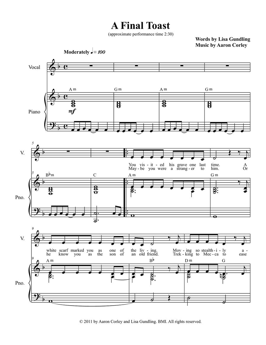 A Final Toast Piano, Vocal scores gallery preview page 2