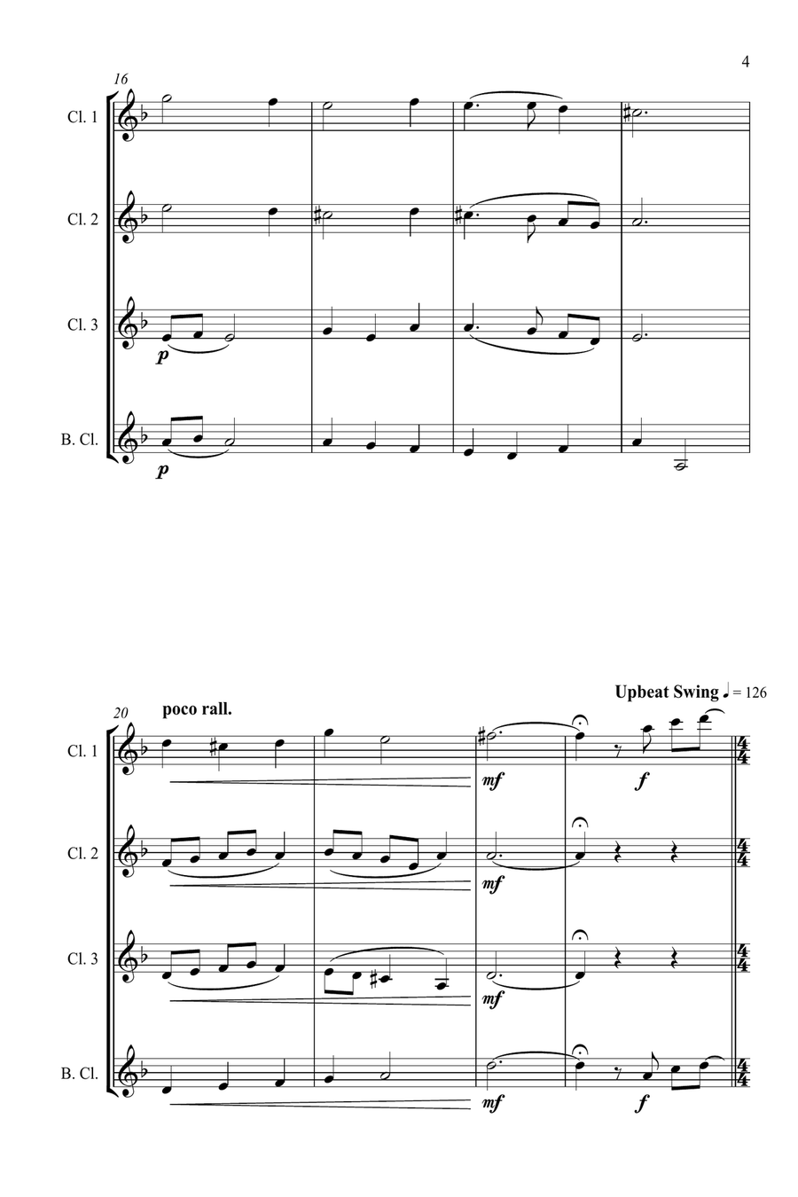 Jazz Carols Collection #6 - Clarinet Quartet (Coventry Carol; What Child Is This?; Silent Night) Clarinet Quartet scores gallery preview page 6
