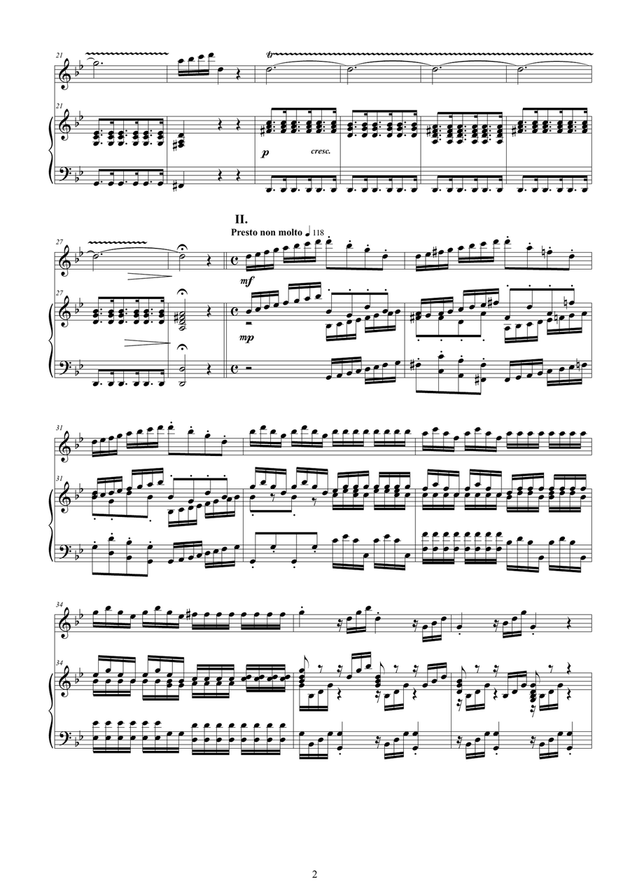 Vivaldi - Flute Concerto No.2 in G minor 'La Notte' Op.10, RV 439 for Flute and Piano Flute Solo scores gallery preview page 2
