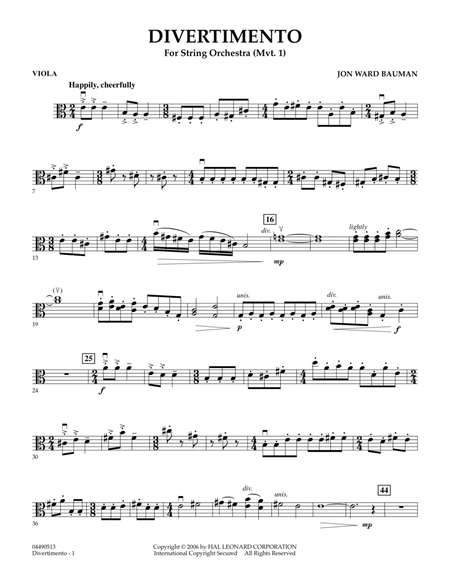 Divertimento for String Orchestra (Mvt. 1) - Viola