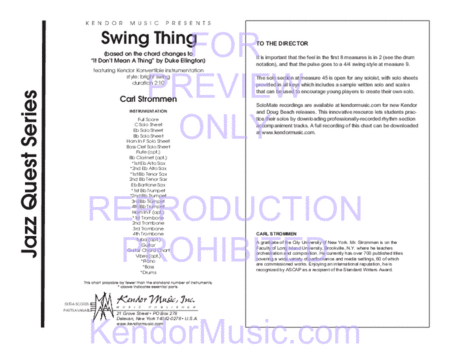 Swing Thing (based on the chord changes to 'It Don't Mean A Thing' by Duke Ellington) image number null