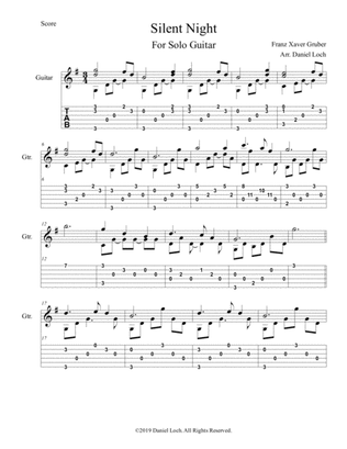 Silent Night For Solo Guitar
