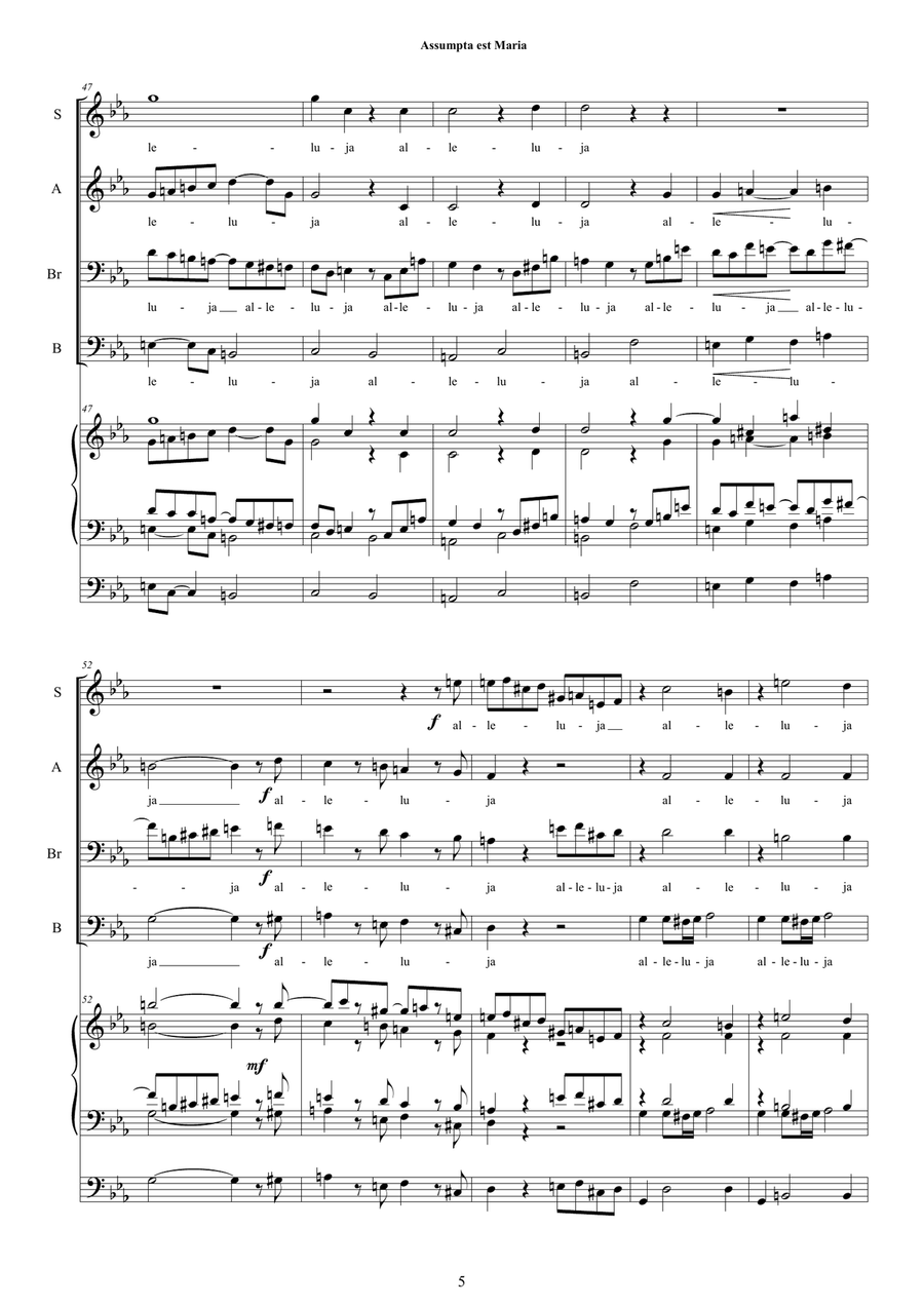 Assumpta est Maria - Motet for Choir SABrB and organ Choir scores gallery preview page 5