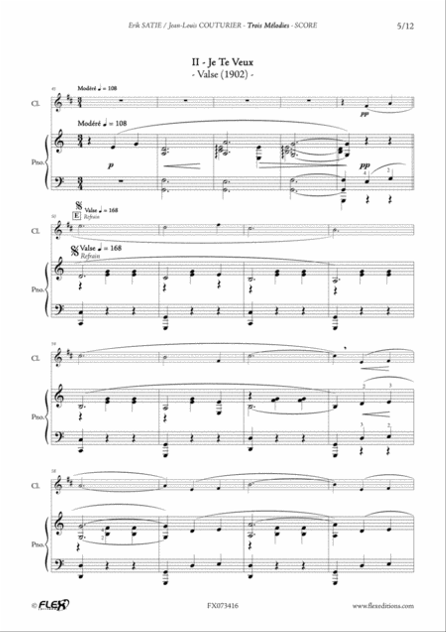 Three Melodies B-Flat Clarinet scores gallery preview page 5