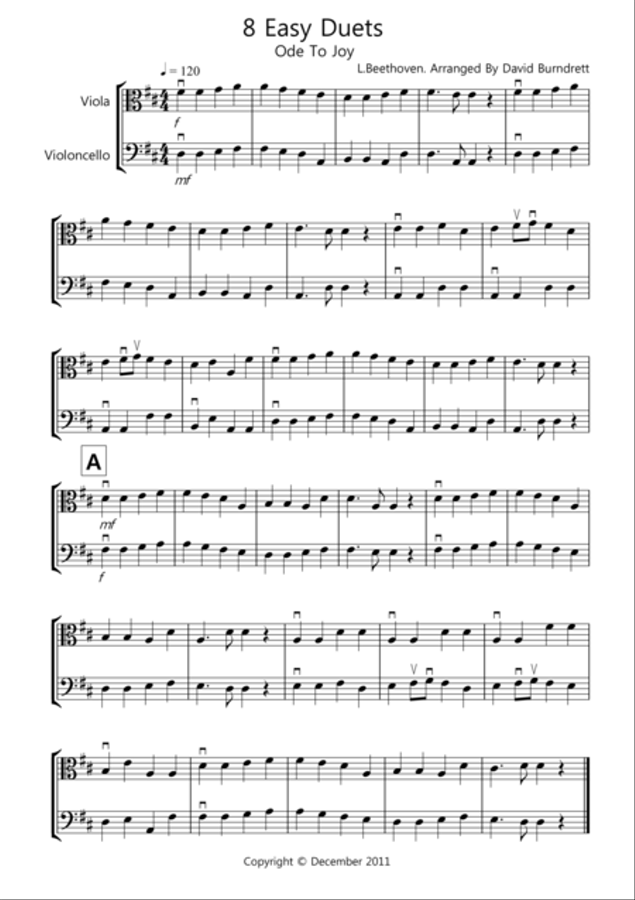 8 Easy Duets for Viola And Cello String Duet scores gallery preview page 1