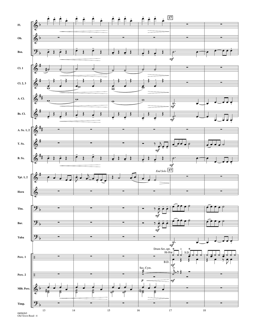 Old Town Road (arr. Paul Murtha) - Conductor Score (Full Score) Concert Band scores gallery preview page 4