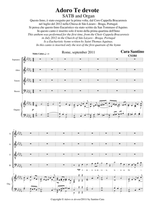 Adoro Te devote - Eucharistic hymn for Choir SATB and organ