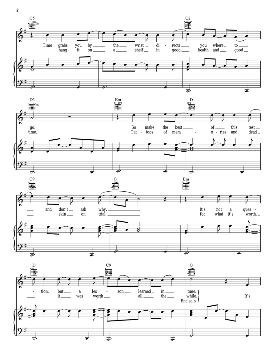 Good Riddance (Time Of Your Life) Piano, Vocal, Guitar scores gallery preview page 2