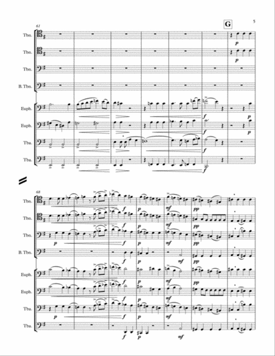 Um Mitternacht for 8 part trombone or low brass choir Brass Ensemble scores gallery preview page 5