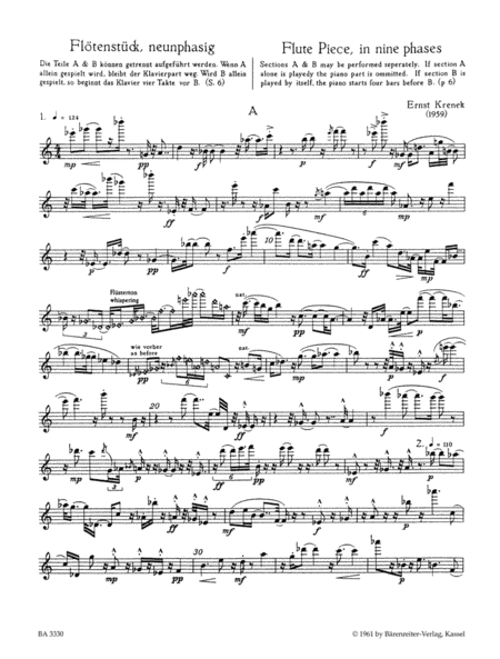Flotenstuck neunphasig for Flute and Piano op. 171