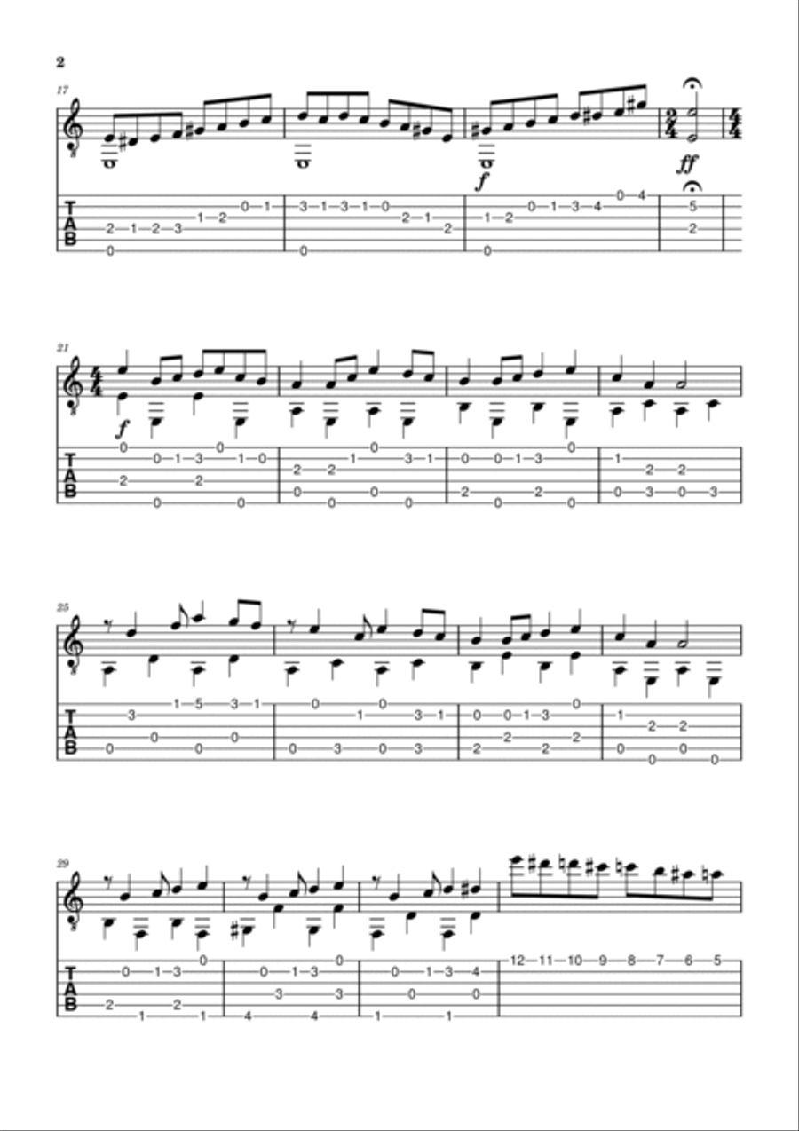 Tetris Theme Guitar TABs Acoustic Guitar scores gallery preview page 2