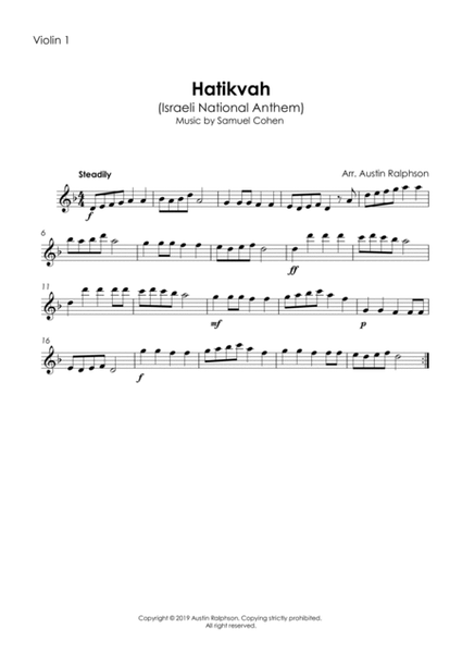 Hatikvah הַתִּקְוָה, الأمل (Israeli National Anthem) - string quartet image number null