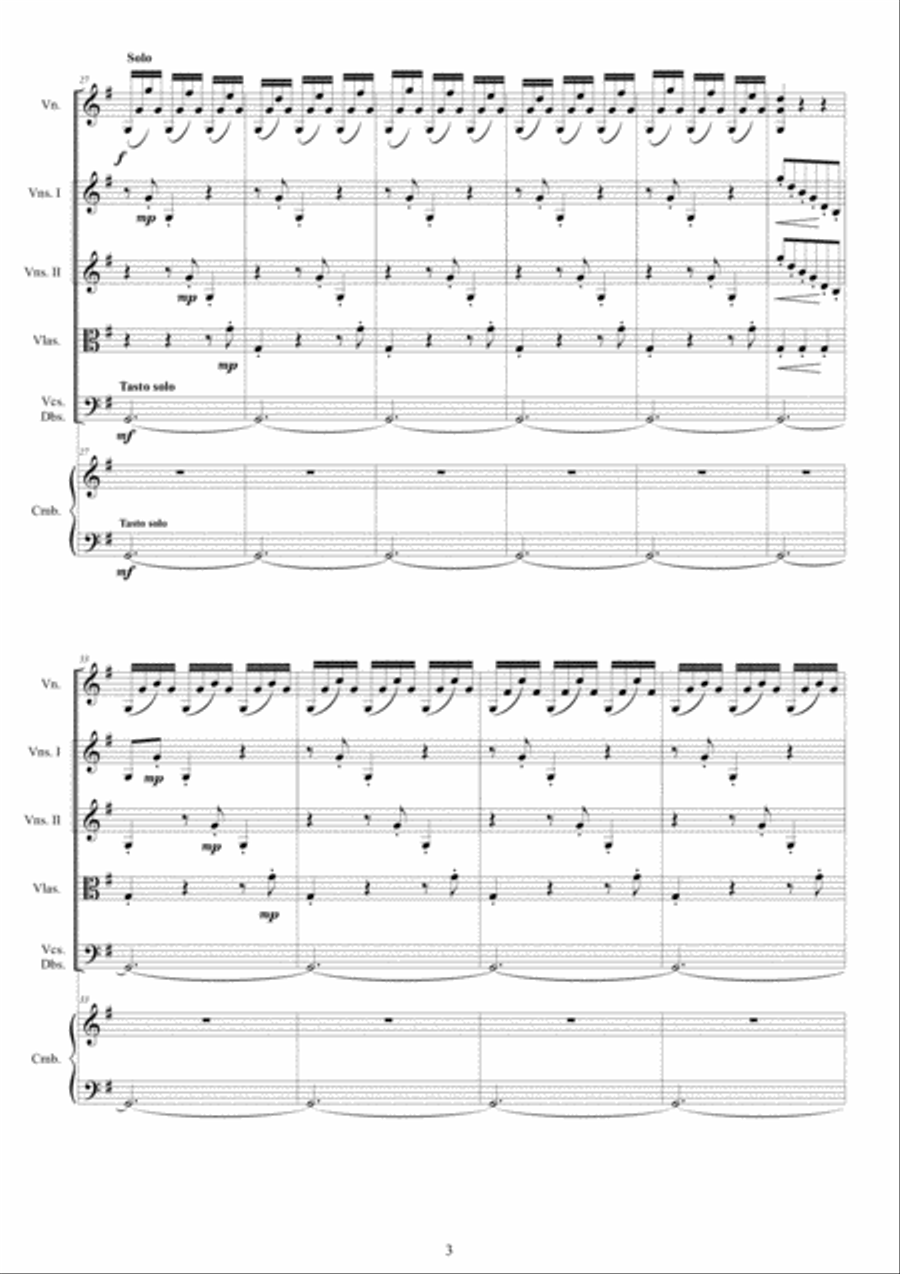 Vivaldi - Violin Concerto No.10 in G major RV 300 Op.9 for Violin, Strings and Cembalo Chamber Orchestra scores gallery preview page 3
