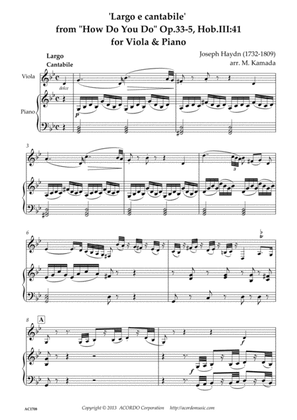 Largo e cantabile’ from ’How Do You Do’ Op.33-5, Hob.III:41 for Viola & Piano