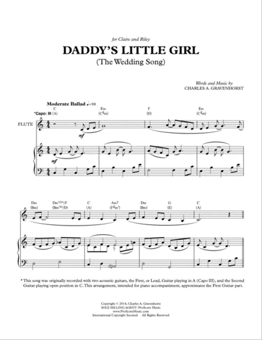 Daddy’s Little Girl (The Wedding Song) – Version 1 Voice scores gallery preview page 1