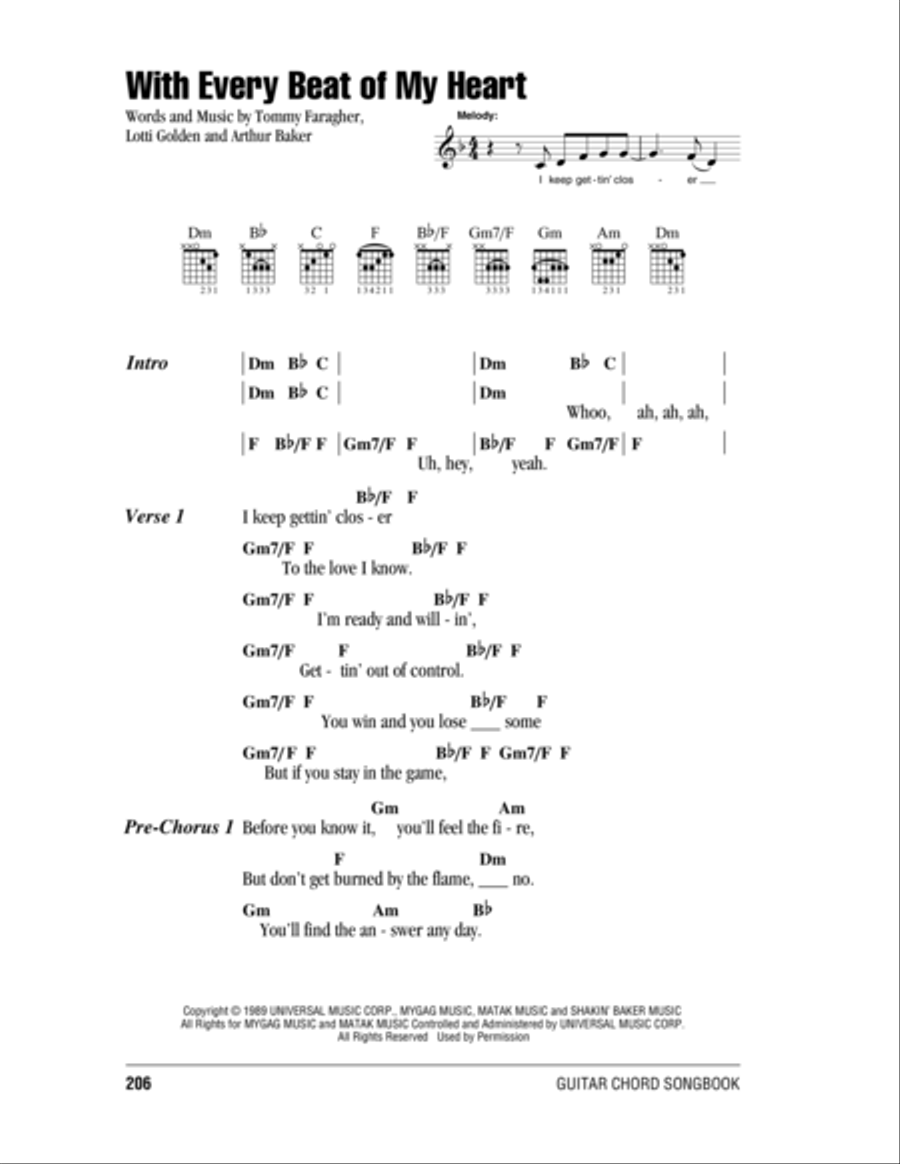 With Every Beat Of My Heart Acoustic Guitar scores gallery preview page 1