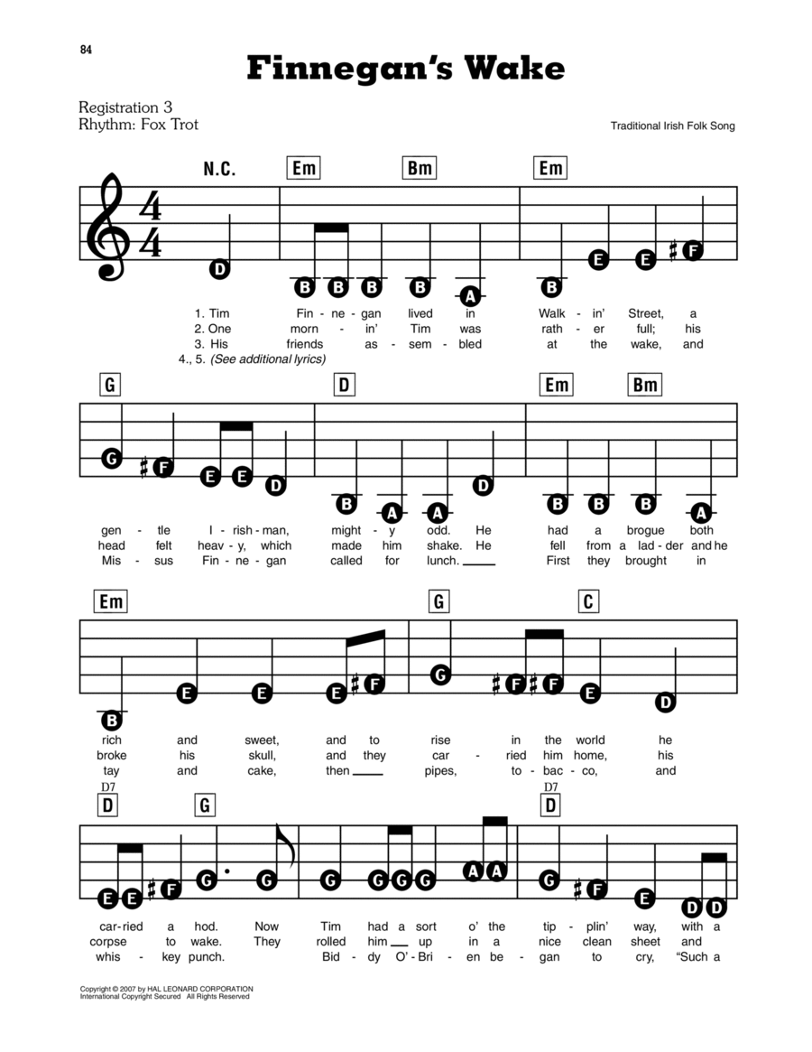 Finnegan's Wake Electronic Keyboard scores gallery preview page 1