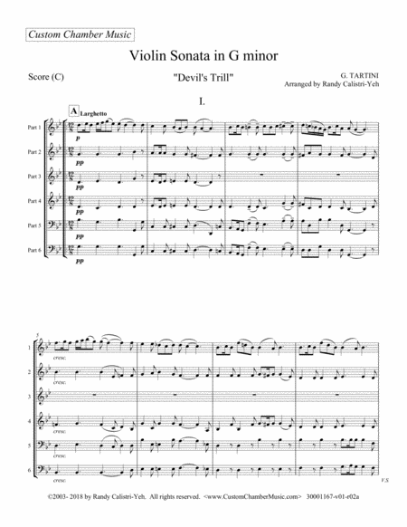 Tartini "Devil's Trill" Sonata (solo violin and string quartet/quintet) image number null