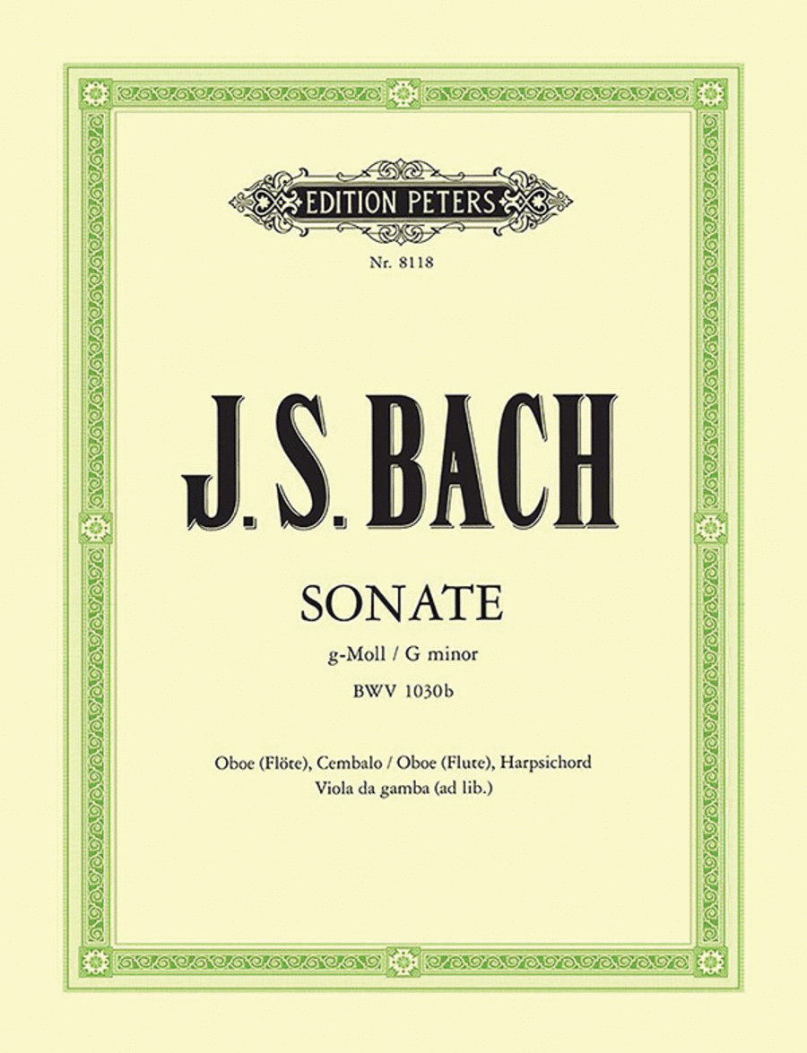 Sonata in G minor BWV 1030b f. Oboe (Flute) and Harpsichord (Vdg./Cello ad lib.) Flute scores gallery preview page 1