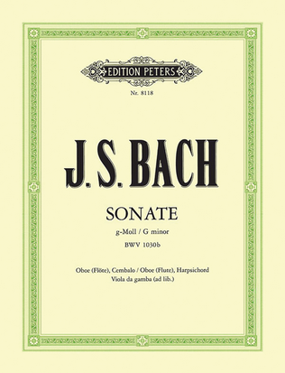 Book cover for Sonata in G minor BWV 1030b f. Oboe (Flute) and Harpsichord (Vdg./Cello ad lib.)