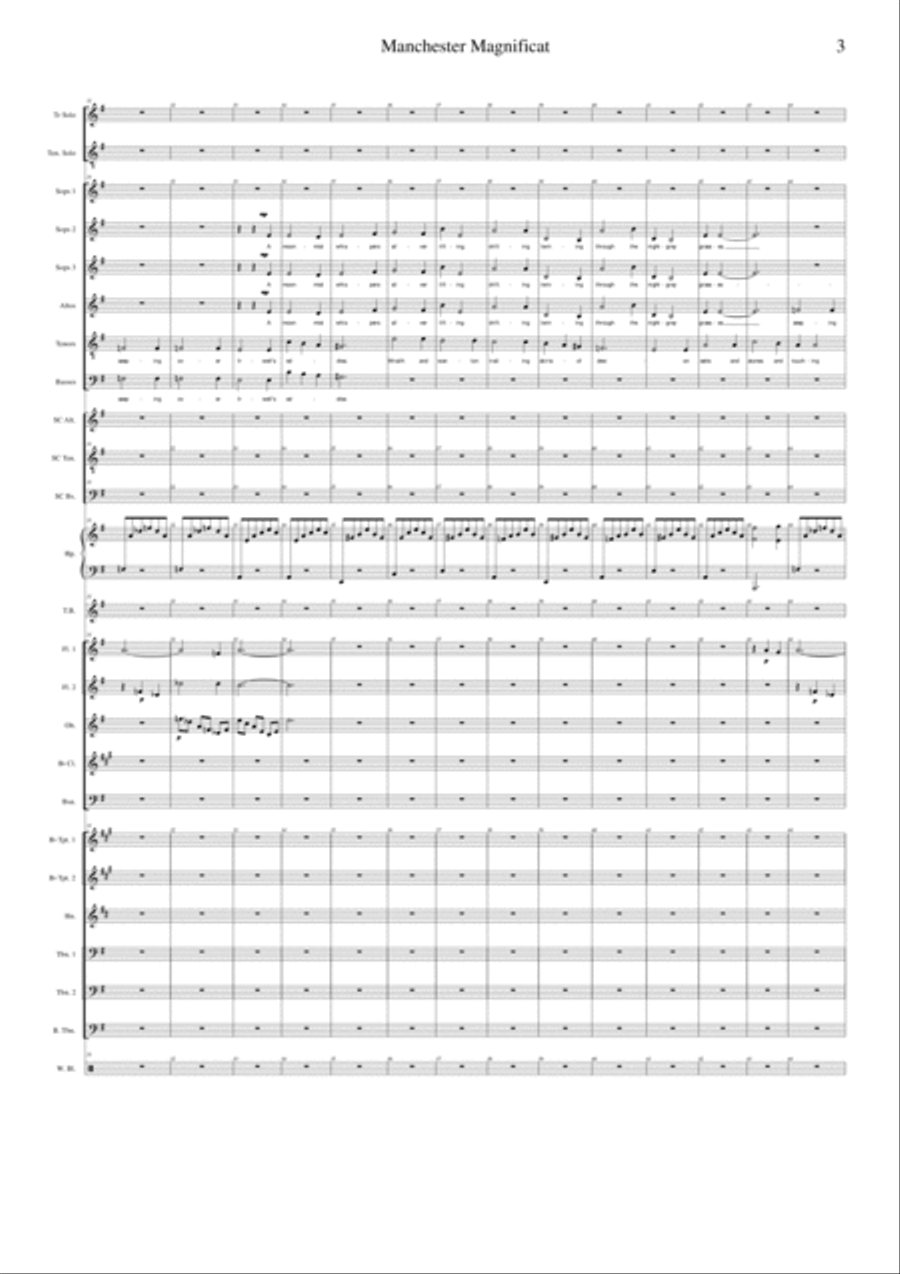Manchester Magnificat - full orchestral version, parts and choral reduction, score Choir scores gallery preview page 3