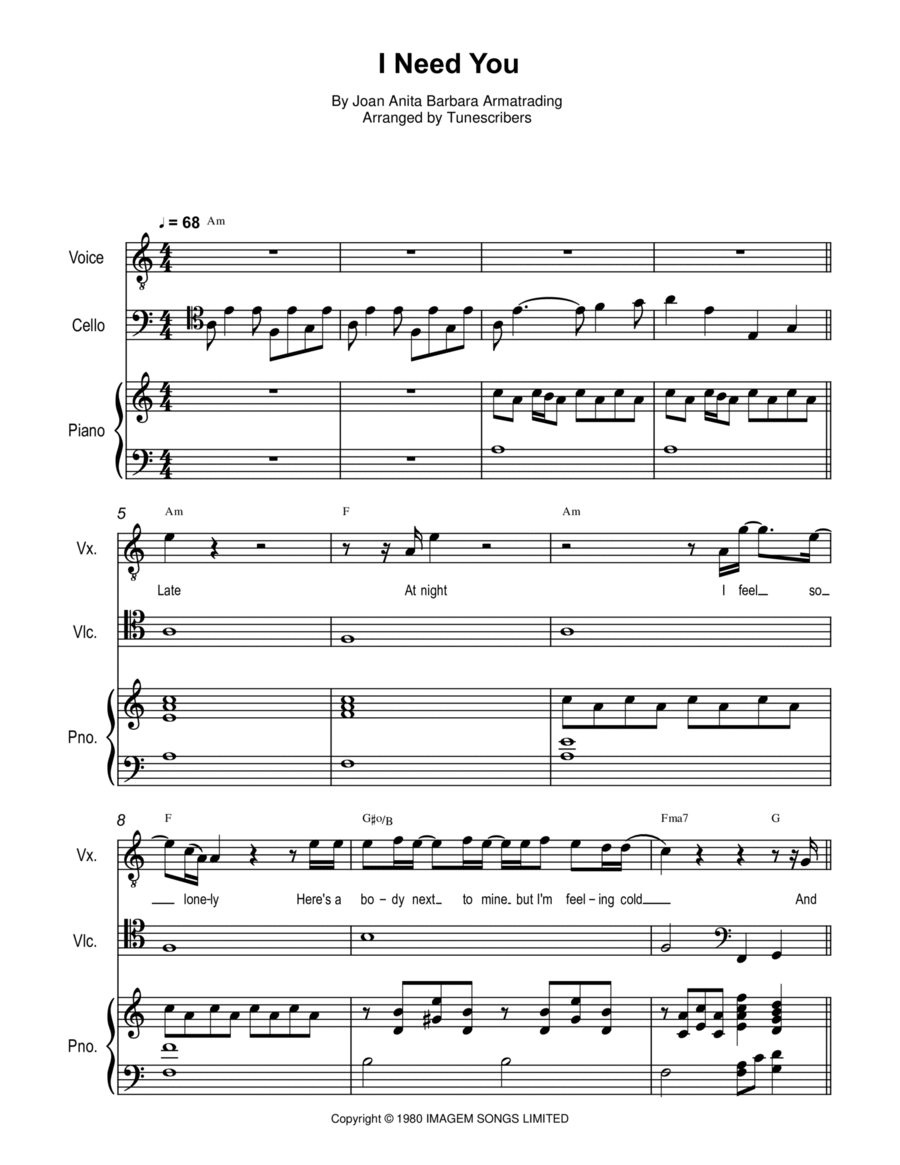 I Need You Small Ensemble scores gallery preview page 1