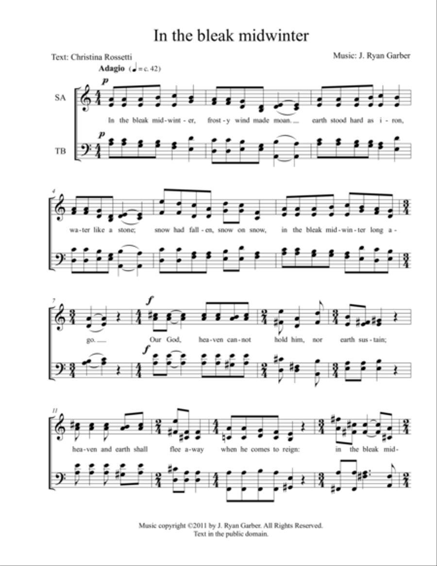 In the Bleak Midwinter 4-Part scores gallery preview page 1