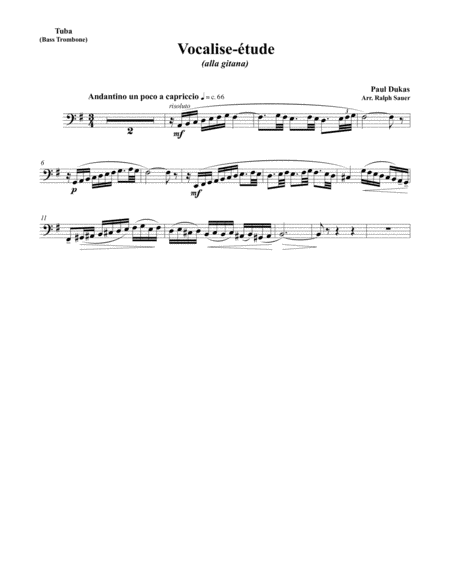 Vocalise-etude for Trombone and Piano