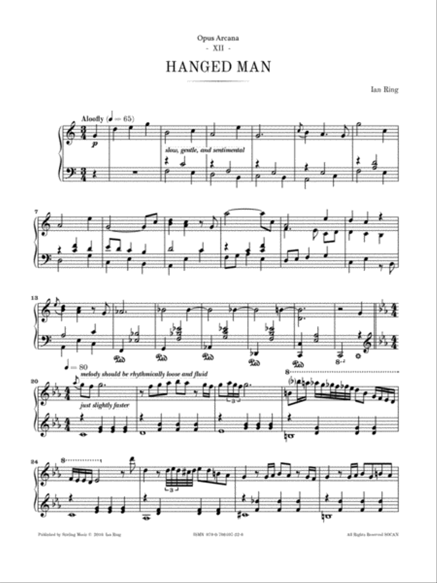 Ian Ring - Opus Arcana - 12 - Hanged Man Easy Piano scores gallery preview page 3