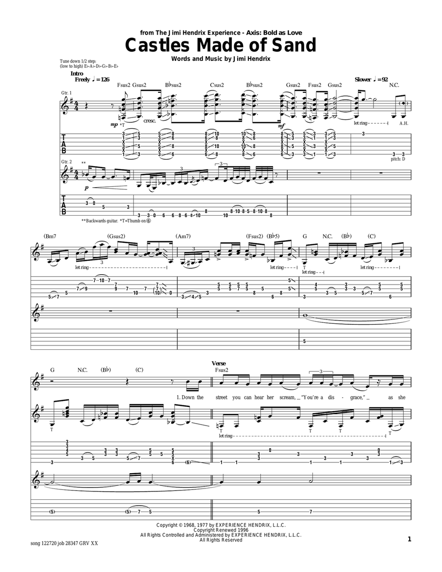 Castles Made Of Sand Castles Made Of Sand Acoustic Guitar scores gallery preview page 1