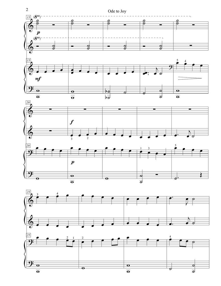 Ode to Joy (duet) Piano Method scores gallery preview page 2